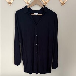 J Jill navy button down blouse top